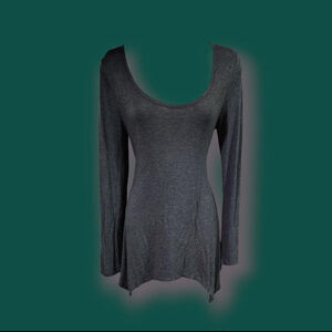 Zenana Outfitters Long Sleeve Top Small Grey Stretchy Basic Shirt